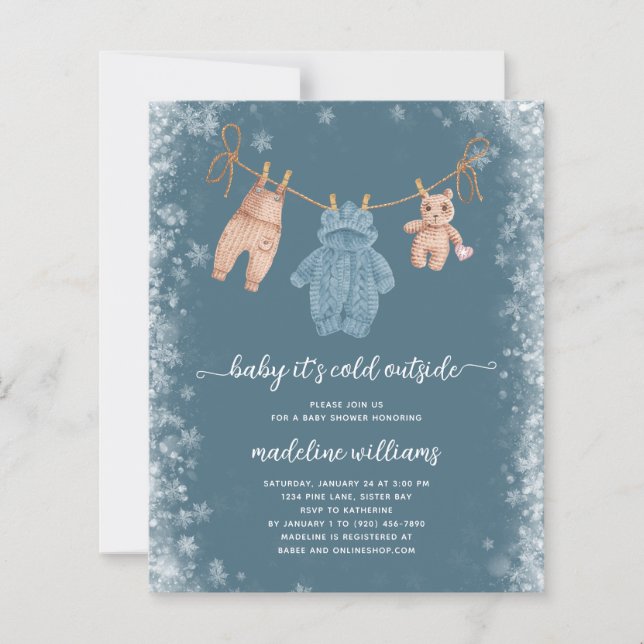 BUDGET Baby It's Cold Outside Baby Shower Invite (Front)