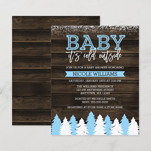 Budget Baby It's Cold Outside Snow Boy Baby Shower (Front/Back)