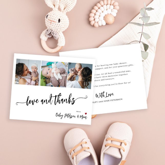 Budget baby shower 3 photos thank you card (Creator Uploaded)