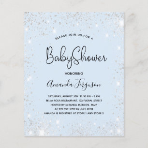 Budget Baby Shower baby blue boy silver glitter