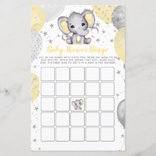 Budget Baby Shower Bingo Yellow Elephant Game
