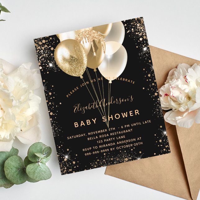 Budget Baby Shower black gold glitter balloons (Creator Uploaded)