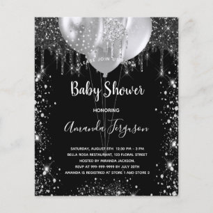 Budget Baby Shower black silver invitation
