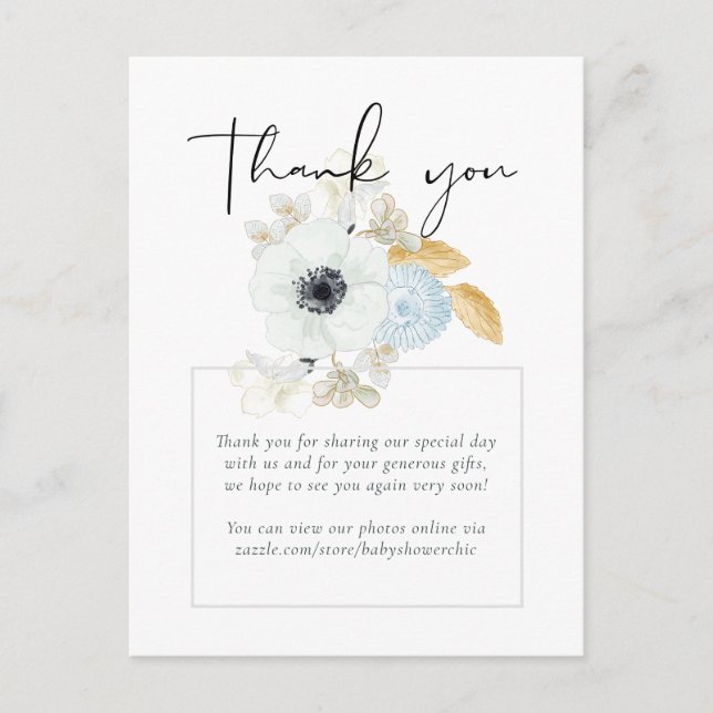 BUDGET Baby Shower Blue Anemone Postcard (Front)