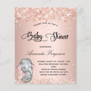 Budget Baby Shower blush rose elephant girl mum