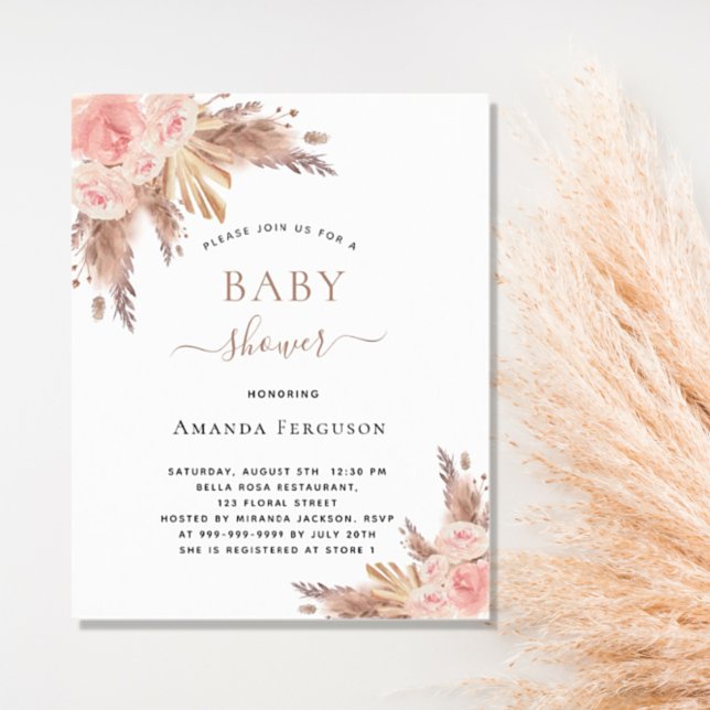 Budget Baby shower boho pampas grass rose gold (Creator Uploaded)