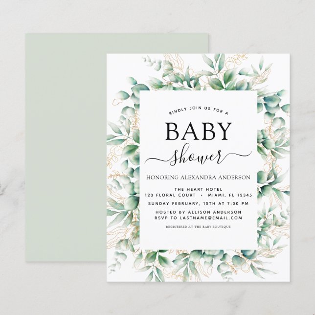 Budget Baby Shower Eucalyptus Botanical Geometric (Front/Back)