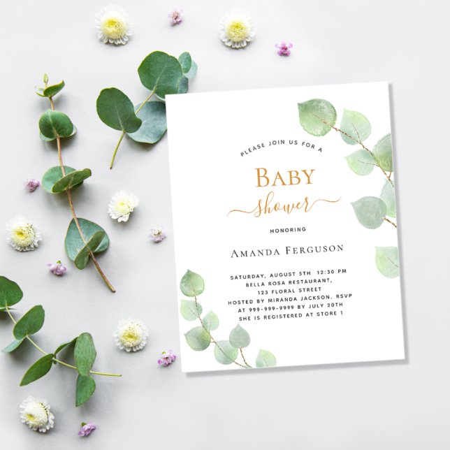 Budget Baby Shower eucalyptus greenery invitation (Creator Uploaded)