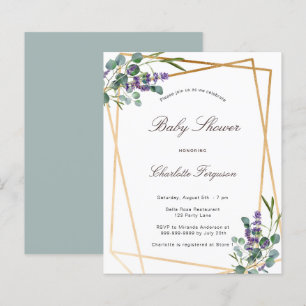 Budget baby shower eucalyptus lavender geo