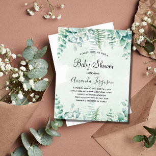 Budget Baby shower eucalyptus woodland invitation