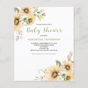 Budget Baby Shower Floral Botanical Invitation Flyer