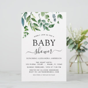 Budget Baby Shower Greenery Botanical Invitation