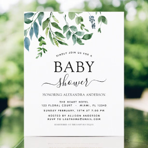 Budget Baby Shower Greenery Botanical Invitation