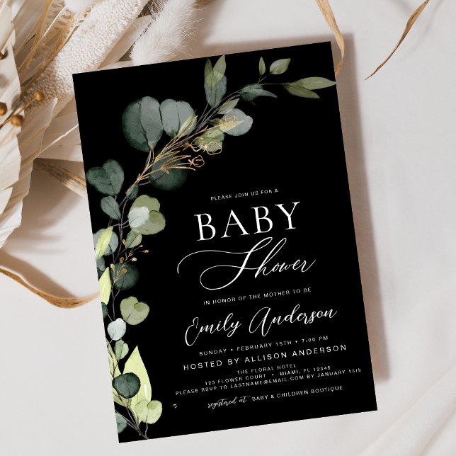 Budget Baby Shower Greenery Eucalyptus Invitations (Creator Uploaded)