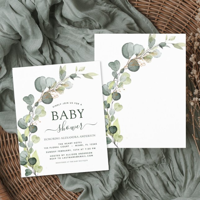 Budget Baby Shower Greenery Eucalyptus Invitations Flyer (Creator Uploaded)