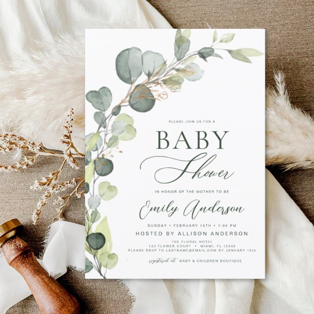 Budget Baby Shower Greenery Eucalyptus Invitations Flyer (Creator Uploaded)