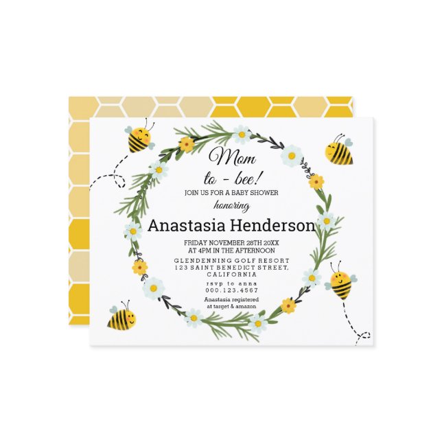 Budget Baby shower Invitation. (Front/Back In Situ)