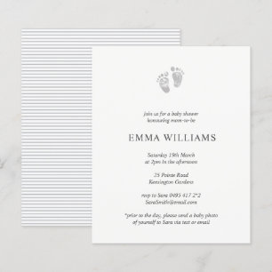Budget Baby Shower Invitation Grey Footprint