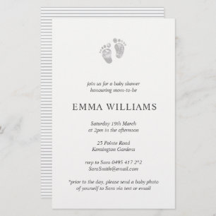 Budget Baby Shower Invitation Grey Footprint