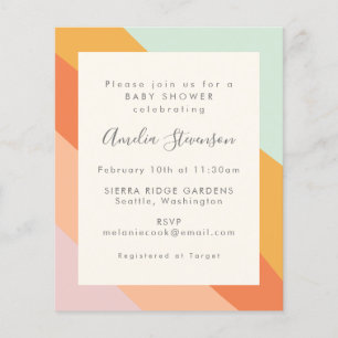 Budget Baby Shower Invitation Retro Summer Stripes