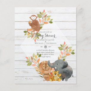 BUDGET Baby SHOWER Invitations - JUNGLE ANIMALS Flyer