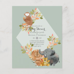 BUDGET Baby SHOWER Invitations - JUNGLE ANIMALS Flyer