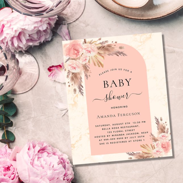 Budget baby shower pampas grass rose gold boho (Creator Uploaded)