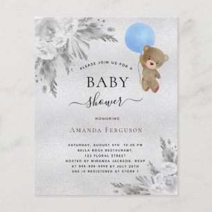 Budget Baby shower pampas grass silver teddy boy