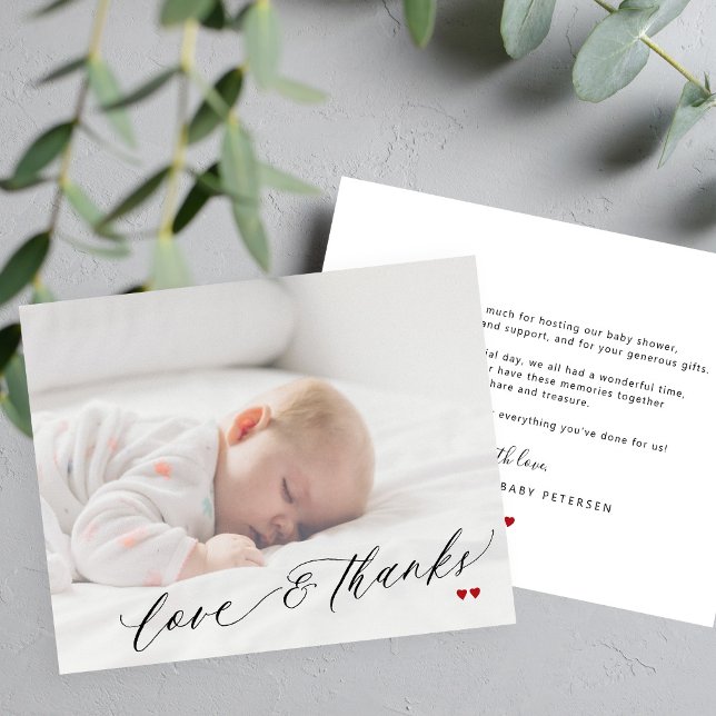 Budget baby shower photo simple thank you card (Creator Uploaded)