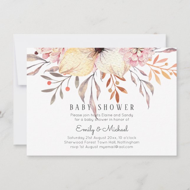 BUDGET Baby Shower Pink Peach Floral (Front)