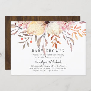 BUDGET Baby Shower Pink Peach Floral Invitation