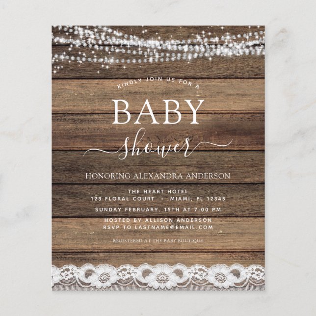 Budget Baby Shower Rustic Farmhouse Lace (Front)