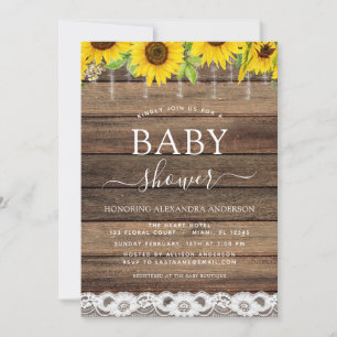 Budget Baby Shower Rustic Sunflower Farmhouse Invitation