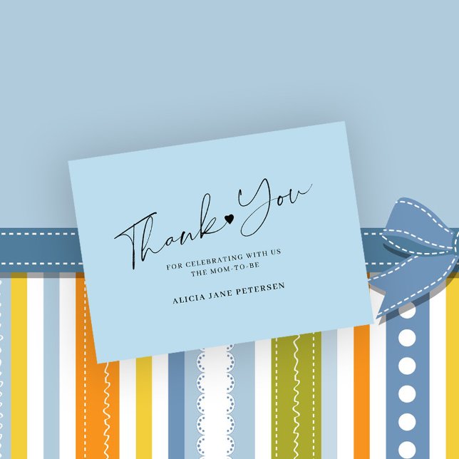 Budget baby shower script light blue thank you  card (Creator Uploaded)