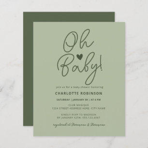 Budget Baby Shower Script Modern Sage Green Invite