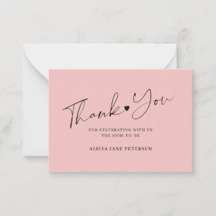 Budget baby shower script pink thank you card