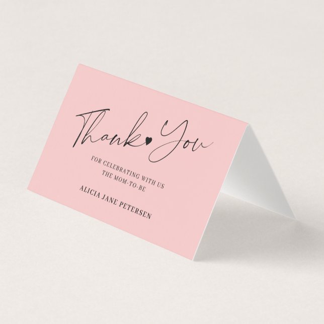 Budget baby shower script pink thank you enclosure (Front)
