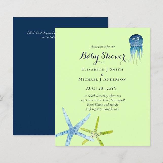 BUDGET Baby Shower Sea Life Octopus Starfish (Front/Back)