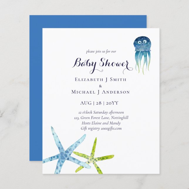 BUDGET Baby Shower Sea Life Octopus Starfish (Front/Back)