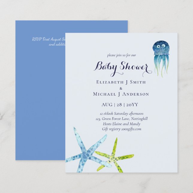 BUDGET Baby Shower Sea Life Octopus Starfish (Front/Back)