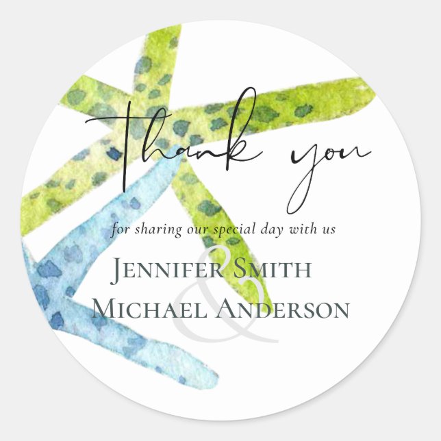 BUDGET Baby Shower Sea Life Octopus Starfish Classic Round Sticker (Front)