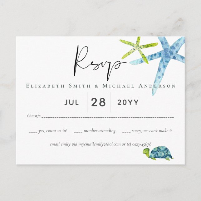 BUDGET Baby Shower Sea Life Octopus Starfish Postcard (Front)