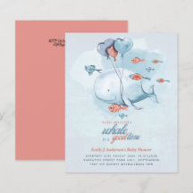 BUDGET Baby Shower Sea Life Whale Boys Blue Invite