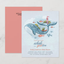 BUDGET Baby Shower Sea Life Whale Boys Blue Invite