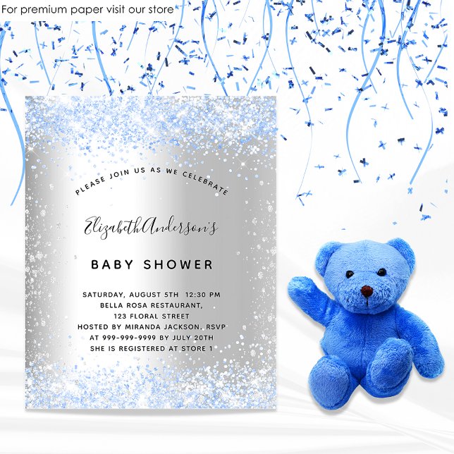 Budget baby shower silver blue glitter boy (Creator Uploaded)