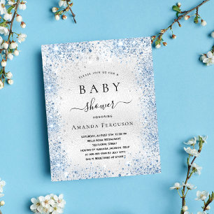 Budget Baby shower silver glitter dust blue boy