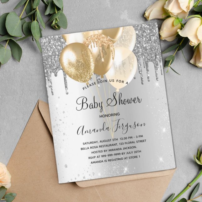 Budget Baby Shower silver gold balloons glitter (Creator Uploaded)