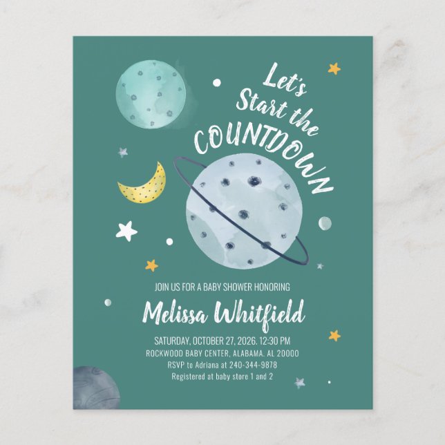 Budget Baby Shower Space Outer Invitation (Front)