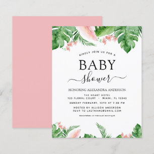 Budget Baby Shower Tropical Palm Floral Watercolor
