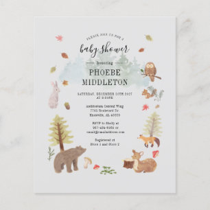 Budget Baby Shower Woodland Animals Invitation